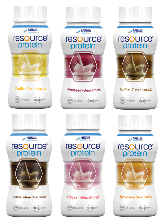ESOURCE PROTEIN DRINK Mischkarton 6X4X200ml Eiweißreich Hochkalorisch Trinknahrung Mangelernährung Diätmanagement Glutenfrei Lactosearm Geschmacksrichtungen Wundheilung Dekubitus