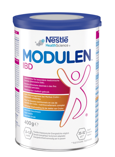 MODULEN® IBD Vorderansicht Morbus Crohn Pädiatrie Trinknahrung Sondennahrung TGF-β2 Entzündungsreduktion MCT-Fette Lactosefrei Glutenfrei Diätmanagement