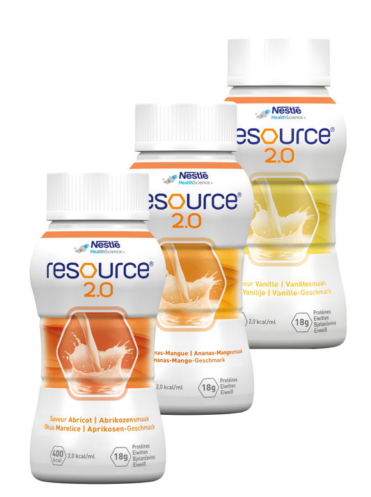 RESOURCE® 2.0 Mischkarton 6X4X200ml Hochkalorisch Eiweißreich Trinknahrung Mangelernährung Diätmanagement Glutenfrei Lactosearm Bilanzierte Diät Flüssigkeitsrestriktion Geschmacksrichtungen